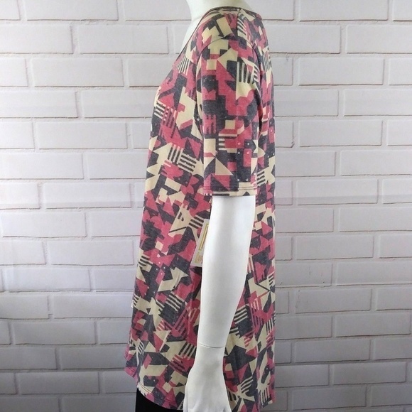 LuLaRoe Size XS Top Perfect T Cream Gray Red - Picture 2 of 6